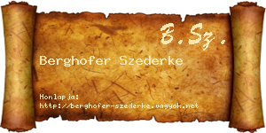 Berghofer Szederke névjegykártya
